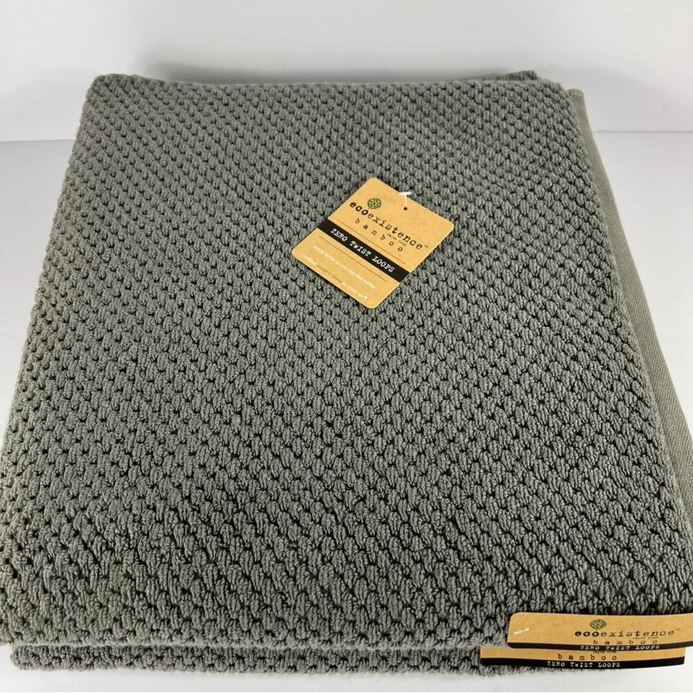 Ecoexistence Bamboo Bath Towels Set of 2 Dark Gray Soft Zero Twist Cotton NEW